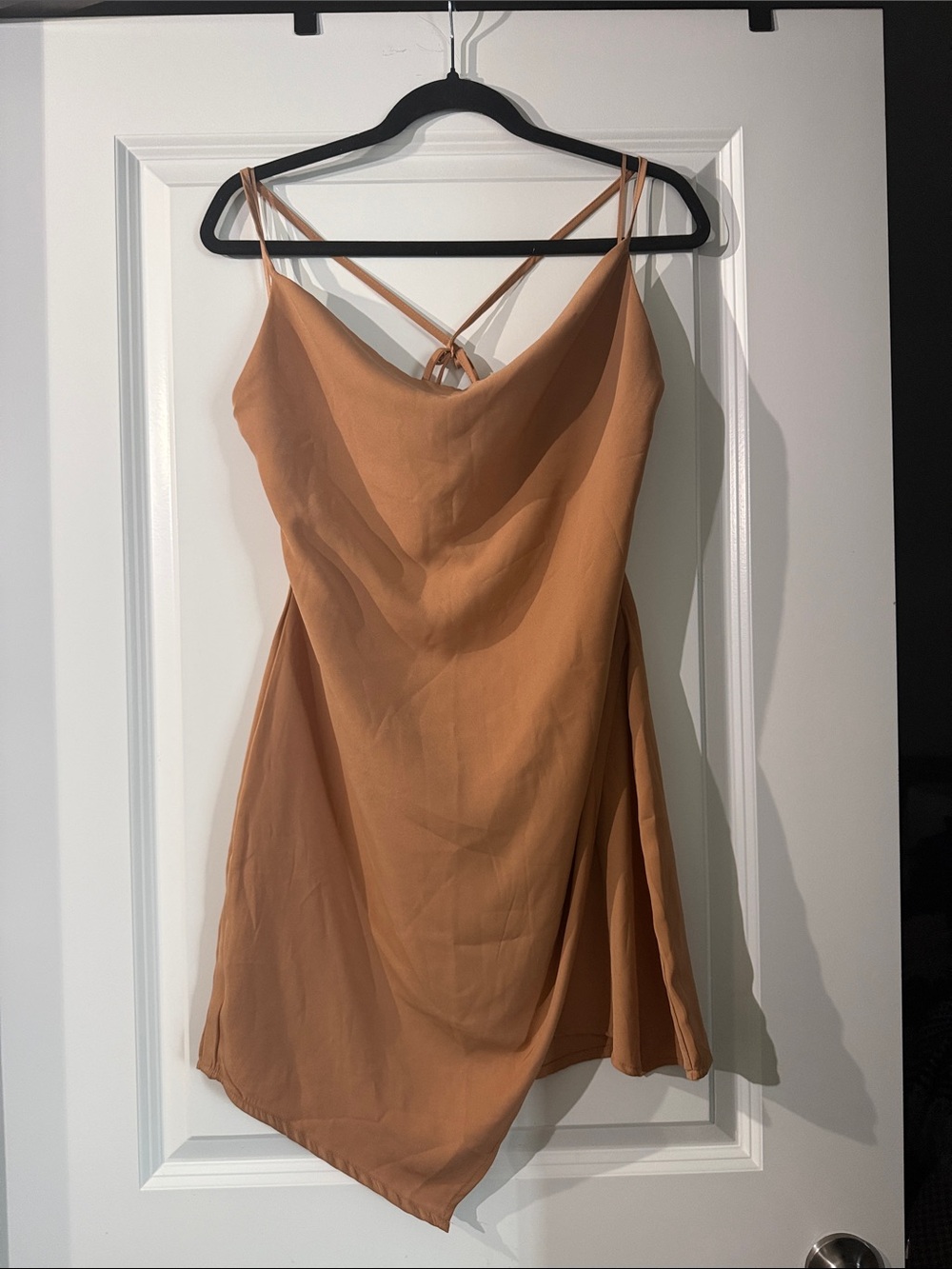Satin Slip Dress with Crisscross Straps